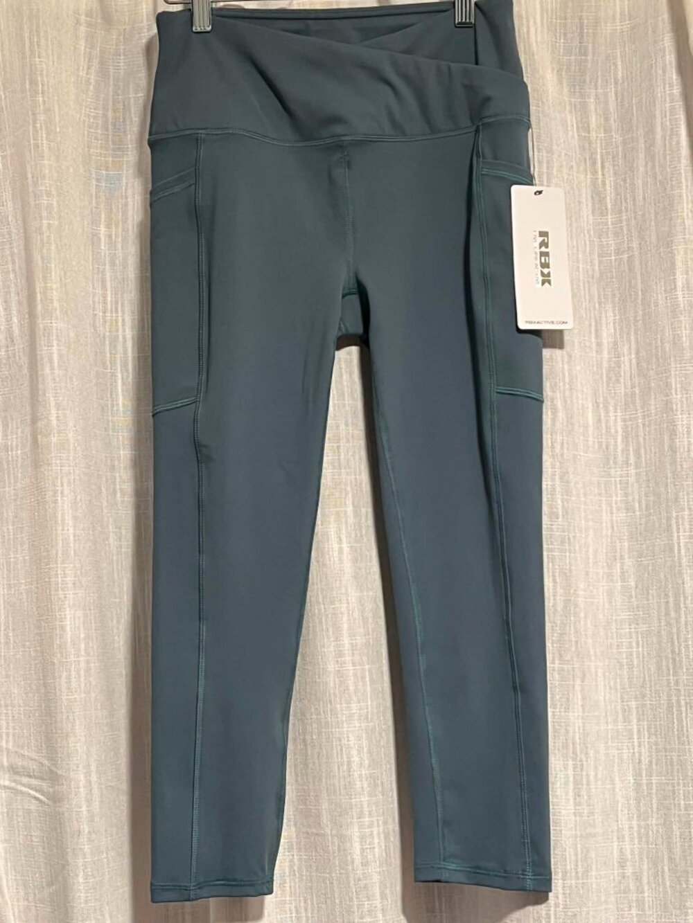RBX Active Crossover Capri Leggings Teal Blue Size M